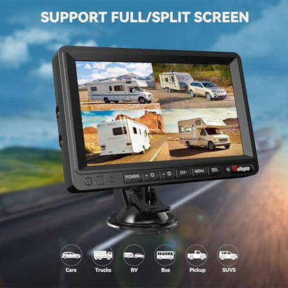 eRapta Dual Magnetic Wireless Backup Cameras - HD1080P 7” DVR Monitor, Stable Signal for RV/Trailer/Truck/Tractor/Camper/Hitch/Travel, 1-Min Install-Free, Clear Night Vision Back Up Camera (ACT702) - size: 7 inch-2 cameras