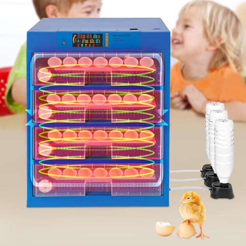 256 Egg Capacity Incubator, Poultry Hatching Incubator with Led Display, Auto Egg Turning Humidity Control Tabletop Hatchery Machine for Chicken Duck Quail Goose Eggs