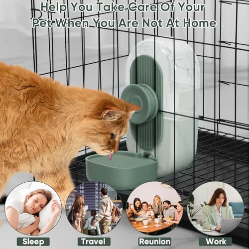 Lemtrflo 28oz Hanging Automatic Water Dispenser，Rabbit Water Bottle,Bunny Guinea Pig Ferret Water Bowl for Cage,Suitable for Small Animal Puppies(Cage Grid Spacing Over 1.2'') (Green) - color: Green