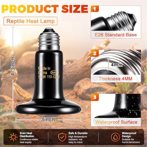 4 Pack 150W Ceramic Heat Emitter, No Light Reptile Heat Lamp Bulb for Bearded Dragon Tank, Chicken Brooder and Coop, E26 Ceramic Heater Bulb for Large Terrarium - style: 150W