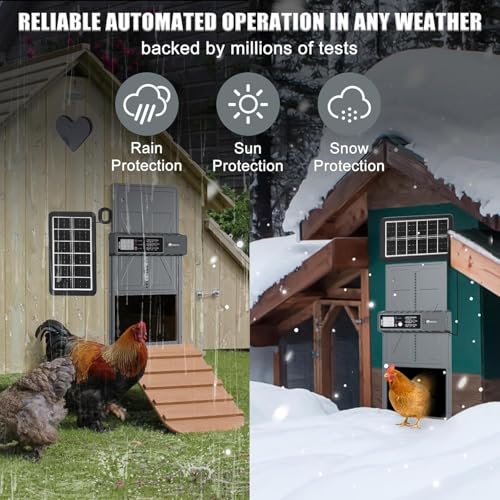 Automatic Chicken Coop Door Solar Powered with Timer, Remote Control, Anti-Pitch Aluminum Alloy Auto House Door for Chicken, Duck, Poultry, Weatherproof, Blue - color: Blue