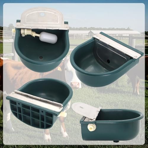 Automatic Water Bowl Plastic Livestock Waterer for Horse Cattle Goat Sheep Dog,Farm Grade Sheep Water Trough Bowl (with Drainage Hole & 39.37 inch Pipe)… (with 79inch Pipe)
