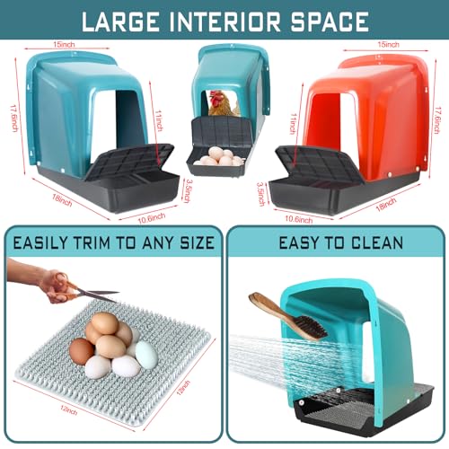 10-Pack Chicken Nesting Boxes with Perch, Roll-Out Laying Boxes for Hens,Egg Nesting Box for Chicken Coop, Large