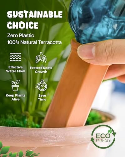 Plant Watering Devices, Self Watering Spikes, Self Watering Planter Insert, Terracotta Watering Spikes, Plant Watering Spikes, Vacation Plant Watering Devices, Water Plants While Away - color: Terracotta - 2 Pcs (Pack of 1)