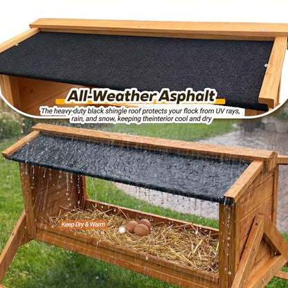 Chicken Nesting Box, Wooden Chicken Coop Accessories with Perch Featuring Asphalt Roof, Swing, and Easy Setup, Spacious Laying Boxes for Hens for Backyard (Orange)