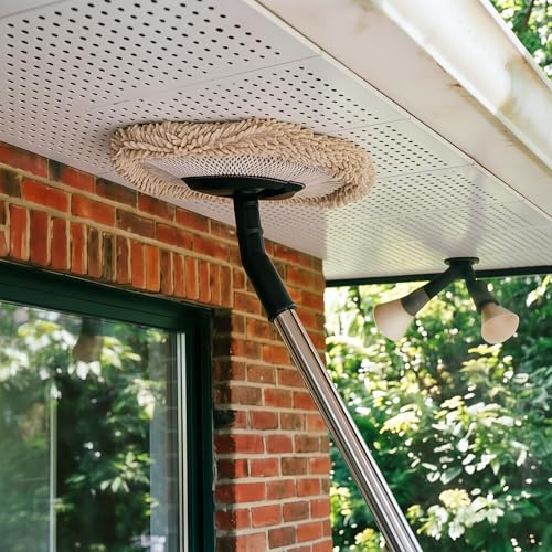 Gutter Cleaner Tool from Ground, 62'' Microfiber Vinyl Siding Soft Brush with Long Handle, Outdoor Window/ Eave Cleaning Mop for Clean Metal Trim/ Frame/ Contour, Black Streak,Cobweb,Dirt,Dust,Stain