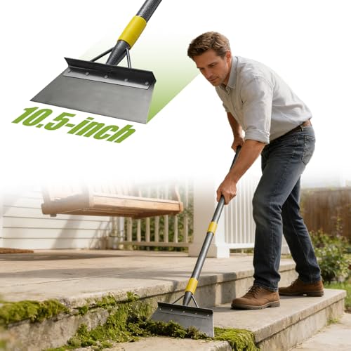 Floor Scraper Long Handle Heavy Duty, 74" Metal Ice Scraper for Driveway, Multifunctional Weed Scraper for Weed Cleaning Edging Trenching & Removing Snow Ice Dirty Moss - size: 74 inch