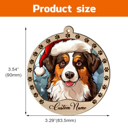 Personalized Australian Shepherd Ornament, Australian Shepherd Christmas Ornament, Custom Name Australian Shepherd Dog Suncatcher for Christmas Tree - color: Australian Shepherd