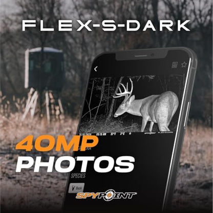 SPYPOINT Flex-S-Dark Starter Pack with SD Card - Solar Cellular Trail Camera – Built-in Solar Panel, 40MP Photos, 1080p Videos + Sound, No-Glow Game Camera, Night Vision, Motion Activated Trail Cam - style: Starter Pack – 1 Cameras (1 SD Card)
