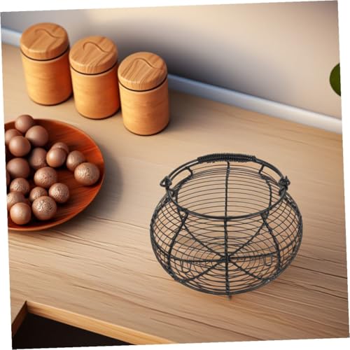 Generic 2pcs Black Metal Wire Egg Gathering Baskets with Handles, Farmhouse Kitchen Storage Bins for Fresh Egg Collection and Countertop Organization