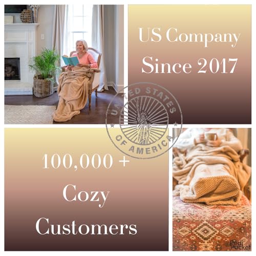 PediPocket Patented Foot Pocket Blanket – 50” x 70” with 20” Deep Foot Pocket, Plush Velvety Fleece Blanket,Everyday Luxurious Comfort, Machine Washable,Gift Idea – Cozy Cappuccino (Non-Electric) - color: Cozy Cappuccino