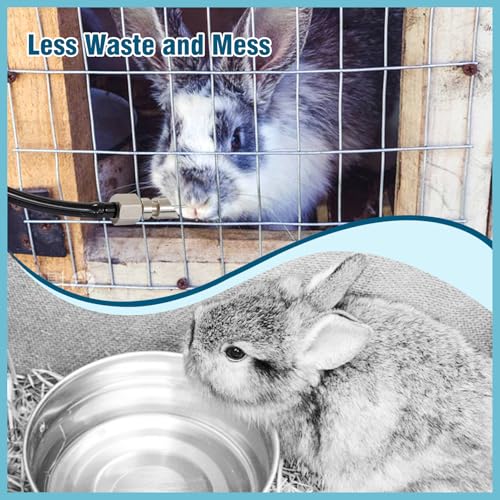 Stainless Steel Water Nipples Metal Automatic Watering System Kit for Rabbit Bunny and Rat - color: silver