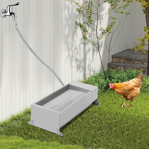 2 Gallon Automatic Livestock Water Trough with 3.28ft Hose, Self Filling Dog Water Bowl Dispenser with Float Valve, Stainless Steel Animal Waterer for Pig Horse Cattle Sheep Goat Poultry