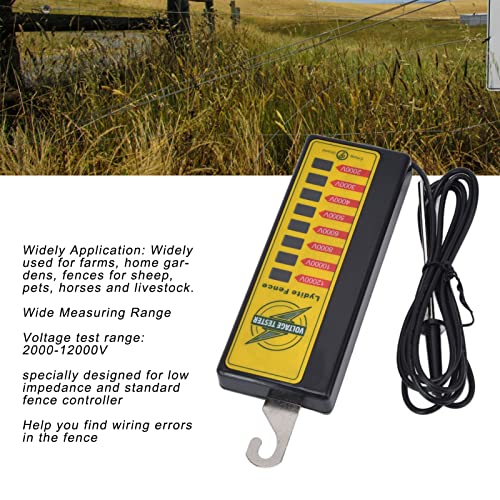FLEXMAN Electric Fence Voltage Tester, Portable 8 Indicate Lights Fence Fault Finder, 2000V to 12000V Measuring Range Voltage Meter for Farms, Home Gardens