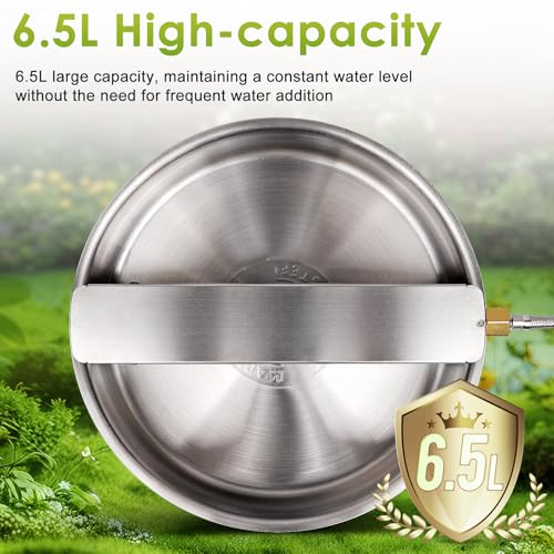 Automatic Dog Water Bowl Dispenser Large Breed Outdoor Pet Water Fountain Pet Waterer with Float Valve 6.5L Heavy-Duty Stainless Steel Auto Waterer for Large Dogs Cats Puppy Chicken Goat - size: 2 drinking ports