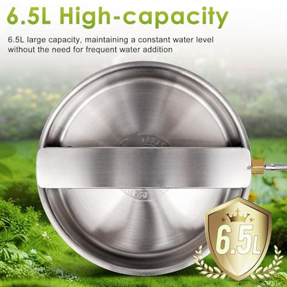 Automatic Dog Water Bowl Dispenser Large Breed Outdoor Pet Water Fountain Pet Waterer with Float Valve 6.5L Heavy-Duty Stainless Steel Auto Waterer for Large Dogs Cats Puppy Chicken Goat - size: 2 drinking ports
