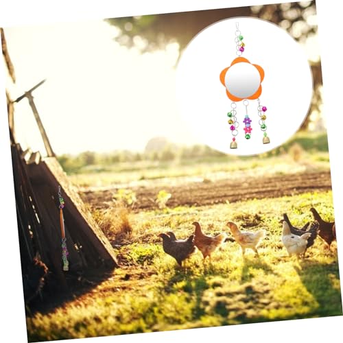 Abaodam 1pc Chicken Mirror Toy Bird Mirror Bell for Parrots Fun Plaything for Hens and Coop Pet Cage Accessory