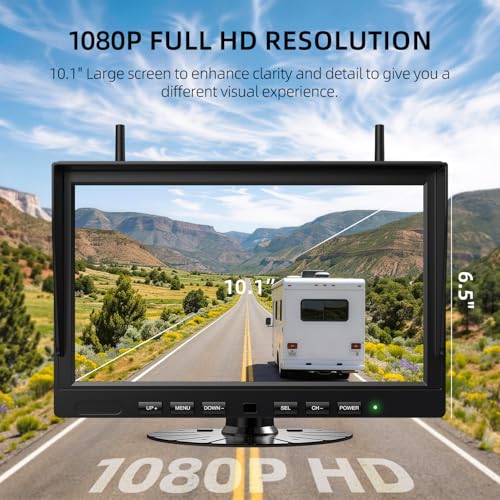 eRapta Magnetic Wireless Backup Camera Kit with HD1080P 10” DVR Monitor, Dual RV/Trailer/Truck/Tractor Cameras Wireless System, No Wiring, 9600mAh Rechargeable Battery, IR Night Vision-ACT1002 - size: 10 inch-2 cameras