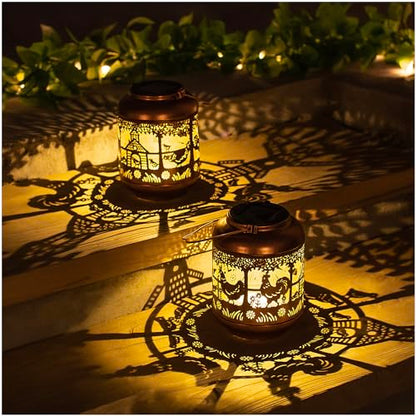 Chicken Solar Lanterns Outdoor Waterproof,Hanging Solar Lights Chicken Gifts for Women Men Metal LED Decorative Light for Yard,Patio,Lawn,Tabletop,Pathway,Landscape,Garden Decor - style: Chicken