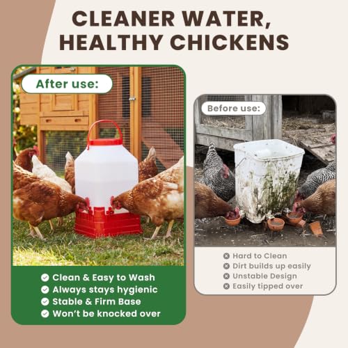 HIRALIY 2.6 Gal Automatic Chicken Waterer, Auto-Refill Nipple Drinker, Stay-Clean Poultry Watering System for Chickens, Ducks & Backyard Flocks