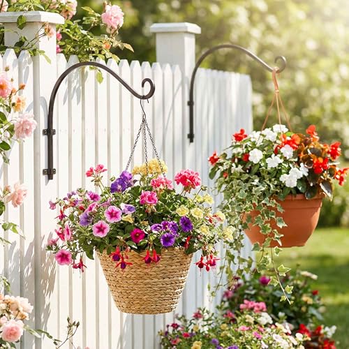 AJART Plant Hanger Bracket Outdoor: 16-Inch Metal Bird Feeder Wall Hooks - 2 Pieces Heavy Duty Plant Hanger Hook for Hanging Flower Baskets - size: 16 Inch, style: Plant Hanging Hooks