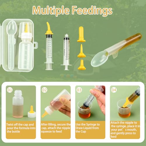 Pet Feeding Kit Kitten Bottle Feeding Set with Nursng Nipples,Portable Storage Case,Emergency Feeding Supplies,Replaceable Accessories for Newborn Kittens and Puppies,Rabbits (8 Piece)