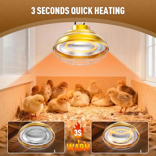 600 Watt Large Heat Lamp for Chicken Coop, Hanging Chicken Coop Heater, Carbon Fiber Bulb Waterproof Coop Heater with 2 Heating Levels, Chicken Warmer Lamp for Indoor Poultry Pet Livestock Greenhouse - size: Large Coop Heater