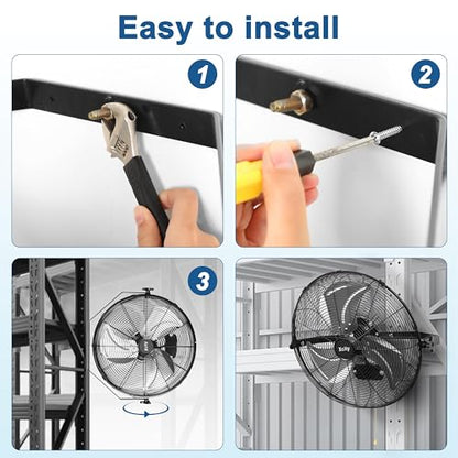 Xcity 18 Inch Metal Wall Mounted Fan, Max 4200 CFM High Velocity Industrial Fan with 3 Speeds & 360°Adjustable Tilt for Warehouse, Workshop, Greenhouse, Commercial - size: 18'' Standard