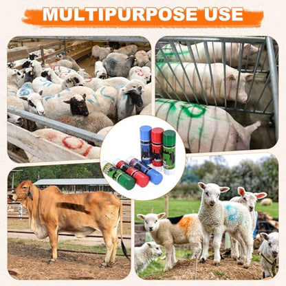 M METERXITY 6-Pack Livestock Marker, 11.6 Cm/4.6 Inches Large Animal Crayons for Pig/Cattle/Cow/Sheep Supplies, Farming Livestock Marking Crayons [Red/Blue] - color: Red/Blue