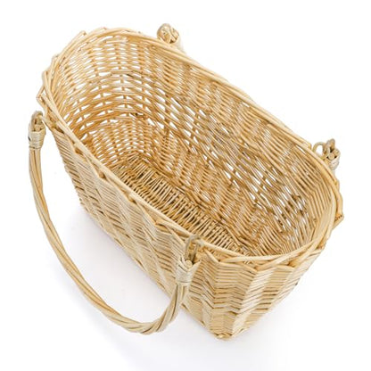 ZEAYEA Wicker Picnic Basket with Handle, Oval Woven Willow Basket, Wicker Storage Gift Basket for Easter, Halloween, Christmas, Egg and Flower Gathering