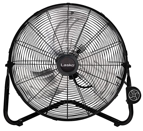 Lasko 20" Black High Velocity Wall Mount Fan with Pivoting Head - 3 Speeds, Remote Control, Ideal Wall Mount Fan or Floor Fan for Home, Garage, Attic, H20660
