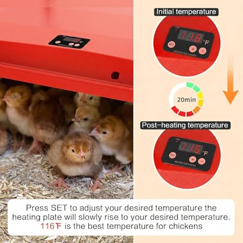 12"x12" Chick Brooder Heater Plate with 4 Cuttable Divider Panels - Adjustable Poultry Heater for 20 Chicks, Draft-Free Pen to Prevent Wandering, Safe Heat Lamp Alternative - color: 12"*12"