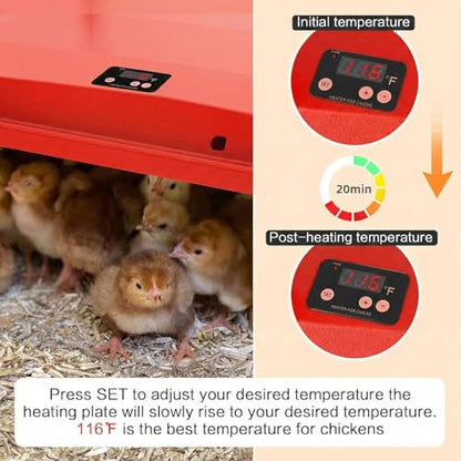 12"x12" Chick Brooder Heater Plate with 4 Cuttable Divider Panels - Adjustable Poultry Heater for 20 Chicks, Draft-Free Pen to Prevent Wandering, Safe Heat Lamp Alternative - color: 12"*12"