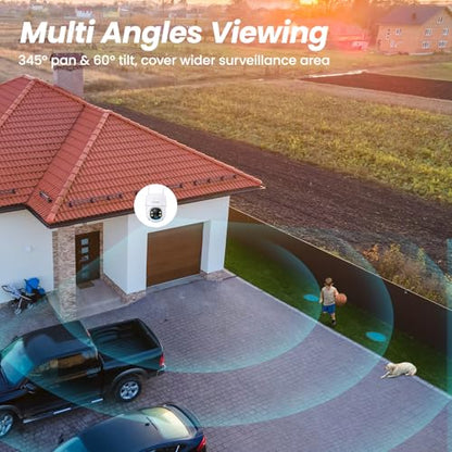 Cinnado 2K Cameras for Home Security-2.4G WiFi Outdoor Camera Wireless Solar/Battery Powered, 360° Viewing, Human Detection, Color Night Vision, Cloud/SD Storage B6 (B6-White-4pack-2.4G) - style: B6-White-4pack-2.4G