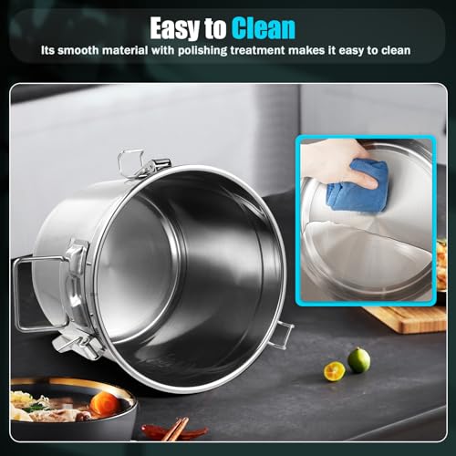 3.2Gal Stainless Steel Canister with Airtight Lid 15-22Lbs Flour Storage Containers for Kitchen Metal Rice Bucket Coffee Canister Dog Food Container Milk Can w/Handles & Sealing Buckles (12L) - color: 12L