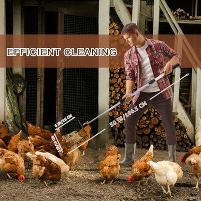 3 in 1 Stretchable Chicken Poop Scooper Chicken Coop Accessories Sifting Shovel for Chicken Coop Chicken Litter Scoop Supplies Separating Poo and Debris from Sand(22.4 to 50 Inch)