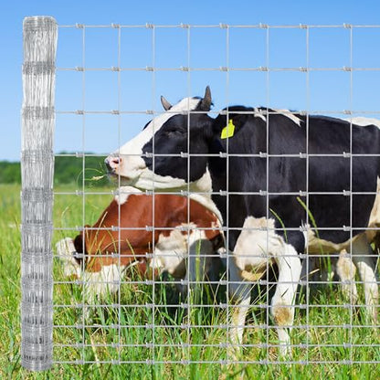 Livestock Fence, 6Ft x 328Ft Galvanized Wire Fencing, Cattle Farm Fence, Heavy Zinc Coated Deer Goat Cattle Fence for Farm Yard Livestock Protection - size: 6FT x 328FT
