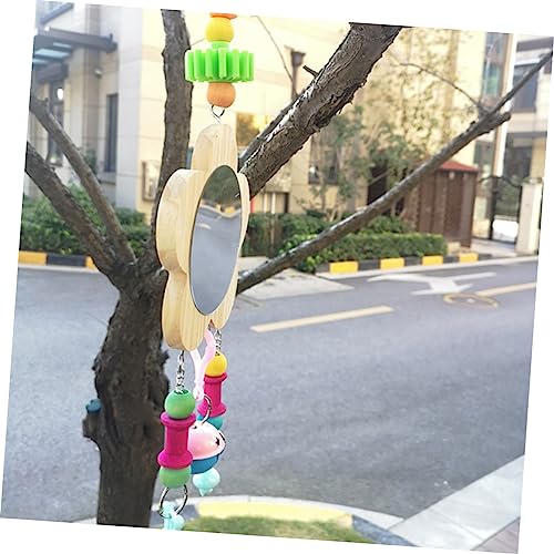 BESPORTBLE Creative Hanging Mirror Toy for Chickens Wooden Rooster Hen Toy Pendant Promote Intellectual Growth Healthy Activity for Poultry Fun