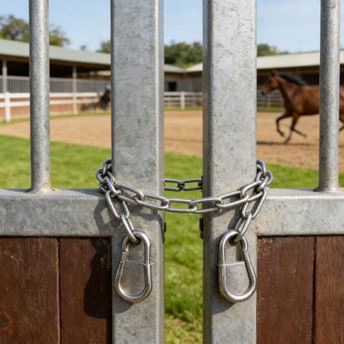 Ipetboom 1 PC Gate Latch Barn Chain Lock Stainless Steel Horse Gate Lock Adjustable Fence Gate Pull Lock Latch Gate Opener for Metal Wooden Fences Garden Backyard Door for Home