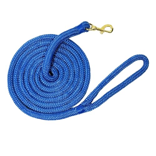 Double Nylon Horse Lead Ropes – 10FT / 15FT Durable Lightweight Lead Ropes for Horses with Snap Hook (Blue, 10FT) - color: Blue, size: 10FT