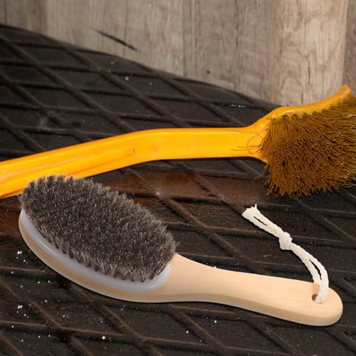 Cabilock Durable Shedding Comb and Livestock Cleaning Brush, Stiff Bristle Body Grooming Tool for Equine and Cattle, Sturdy Hair Removal Comb for Farm Use