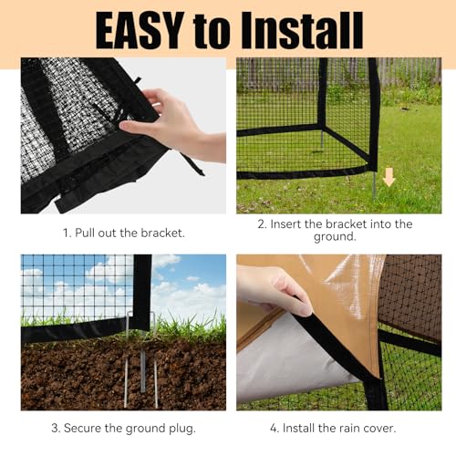 Metal Chicken Tunnel with Waterproof Cover 6.56FT × 2.13FT × 1.97FT Portable Chicken Run for Outerdoor Backyard Farm Zipper Door Walk-in Arch Poultry Cage for Chickens Ducks Quails