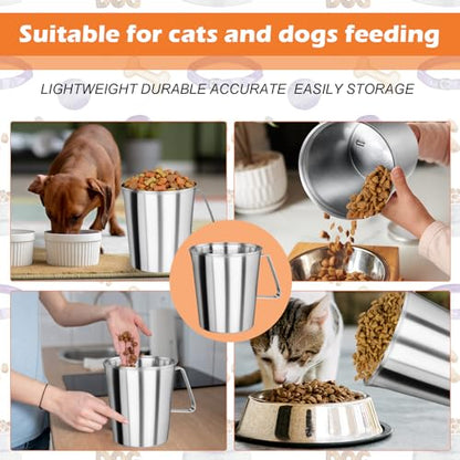 4 Cup Dog Food Scoop 304 Stainless Steel Dog Food Measuring Cups for Cat or Bird Pet Foods, Injection Molded and Dishwasher Safe (4 Cup) - size: 4 Cup