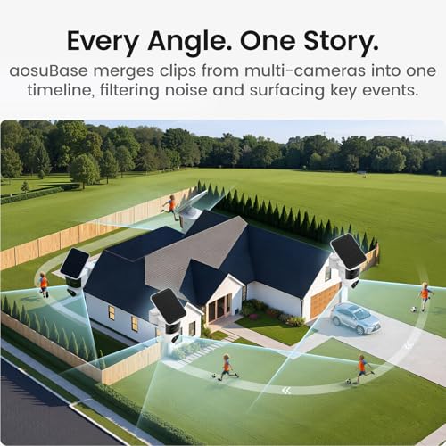 aosu T2 Pro Solar Security Cameras Wireless Outdoor, 2 Cam Kit, 3K Dual Cam No Blind Spot Security Camera for Home, 170° Wide + 360° PTZ, AI Tracking, 8X Zoom, Expandable 1TB Local Storage - style: 2-Cam-Kit