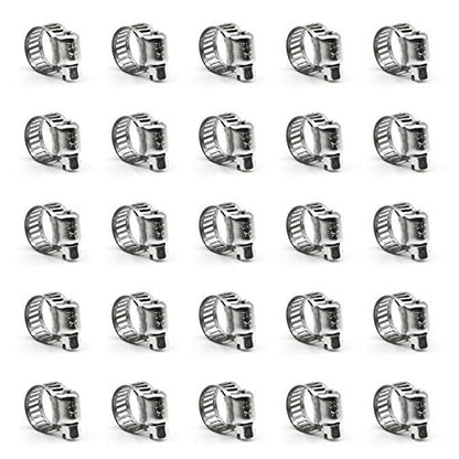 ZIPCCI Hose Clamp, 25 Pack Stainless Steel Worm Gear fuel line hose clamps, 6-12mm (1/4-1/2 inch) - size: 6-12mm