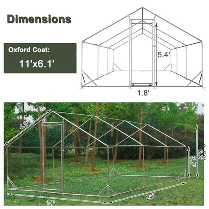 Large Metal Chicken Coop Walk-in Poultry Cage Chicken Run Pen Dog Kennel Duck House with Waterproof and Anti-Ultraviolet Cover for Outdoor Farm Use - size: 19.6"L x 9.8"W x 6.4"H