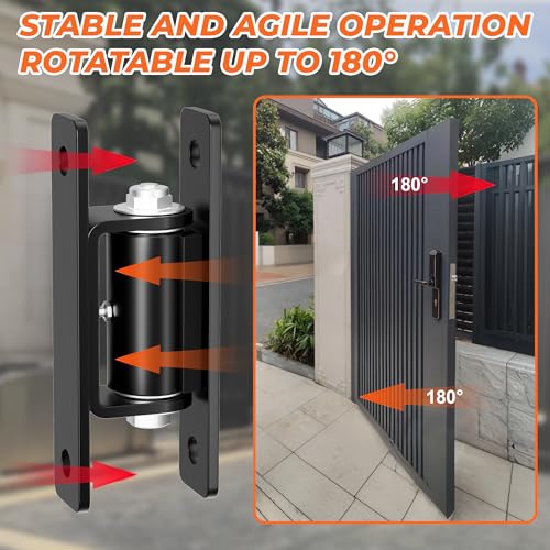 7" Heavy Duty Gate Hinges, 2 Pack High Strength Steel Wall Mount Gate Hinge 1100LBs Load Capacity, Black Gate Hinges for Metal Fence Farm Wood Gates