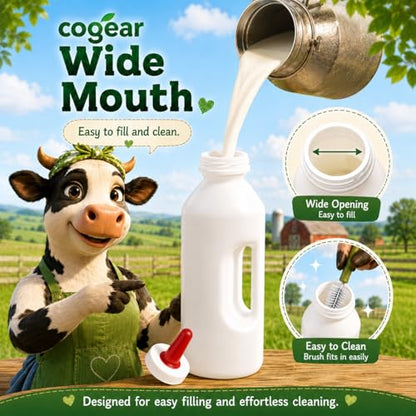 Screw Nipple Calf Feeding Device, Calf Feeding Bottle with Rubber Nipple & Cap, Handle Milk Pot Calfs Feeding Supplies (2L-Base) - color: 2L-Base