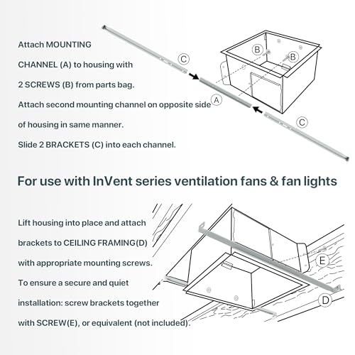MHB4 Ventilation Fans Hanger Bar Kit for Broan-NuTone Invent Series Bath Exhaust Fans – Adjustable Exhaust Fan Mounting Bracket Set
