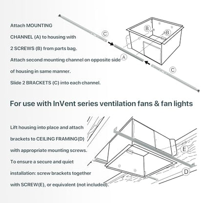 MHB4 Ventilation Fans Hanger Bar Kit for Broan-NuTone Invent Series Bath Exhaust Fans – Adjustable Exhaust Fan Mounting Bracket Set
